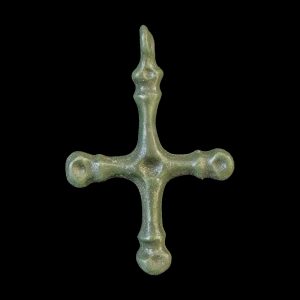 Medieval bronze cross pendant
