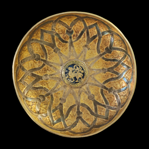 European medieval silver gilt dish with Nielo lion