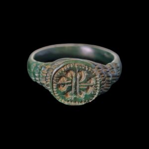 Medieval bronze engraved ring