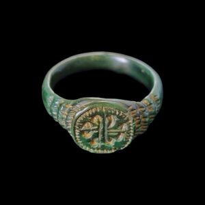 Medieval bronze engraved ring