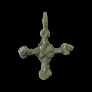 Medieval bronze cross pendant