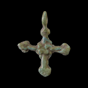 Medieval bronze cross pendant