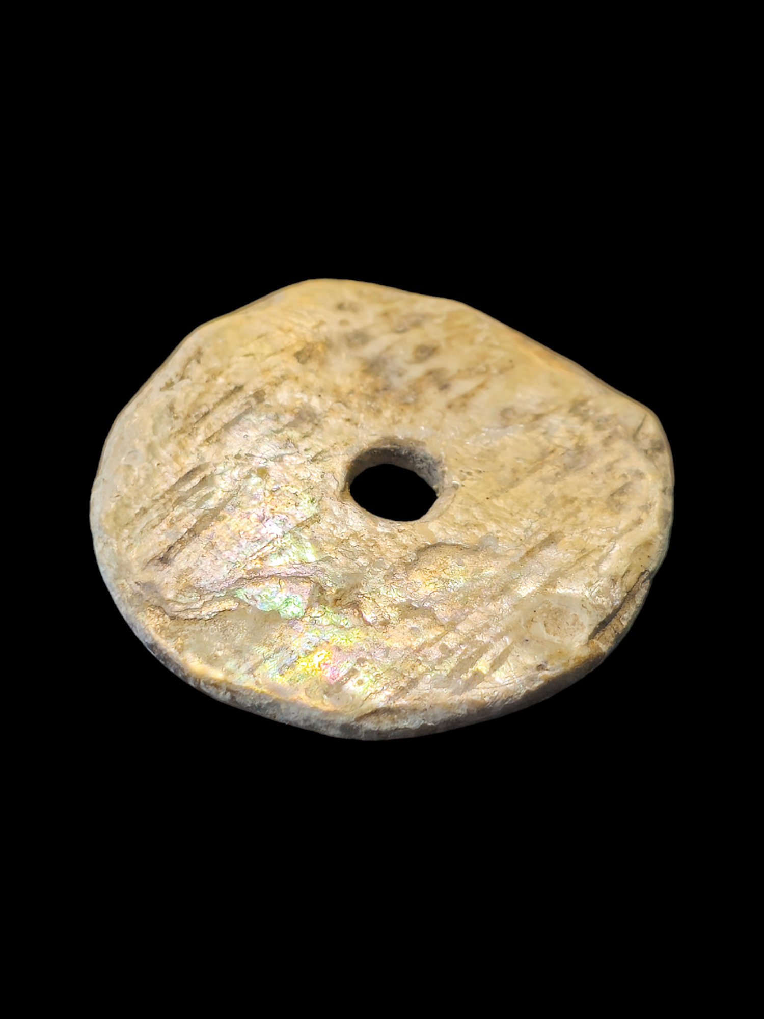 Bronze age shell flat bead - Image 6