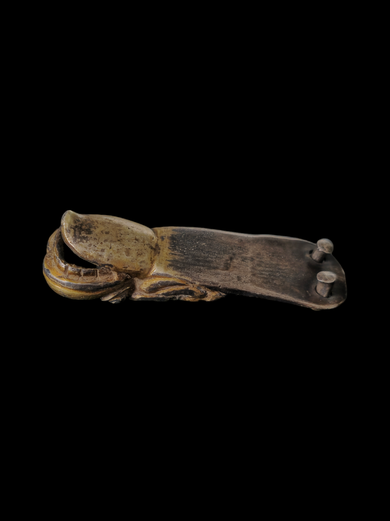 Medieval gilded silver lion head belt strap end - Image 8