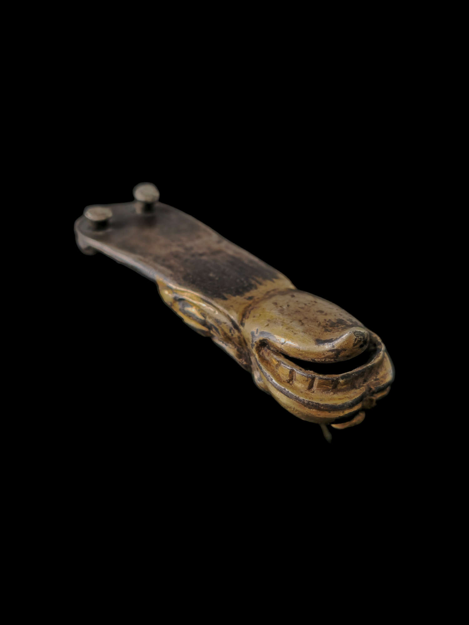 Medieval gilded silver lion head belt strap end - Image 10